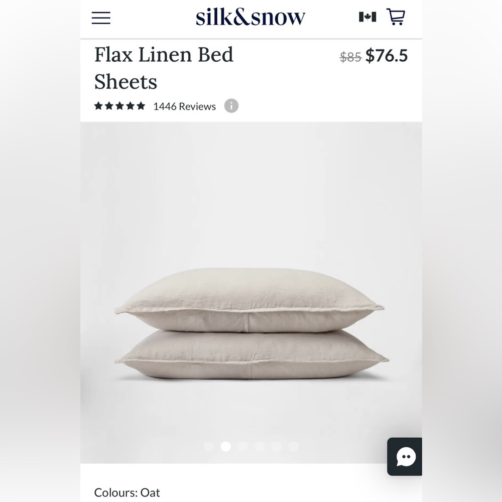 $86.45 Silk & Snow New! 100% Flax Linen - 2 Pillow Shams in Oat (Queen/Standard)